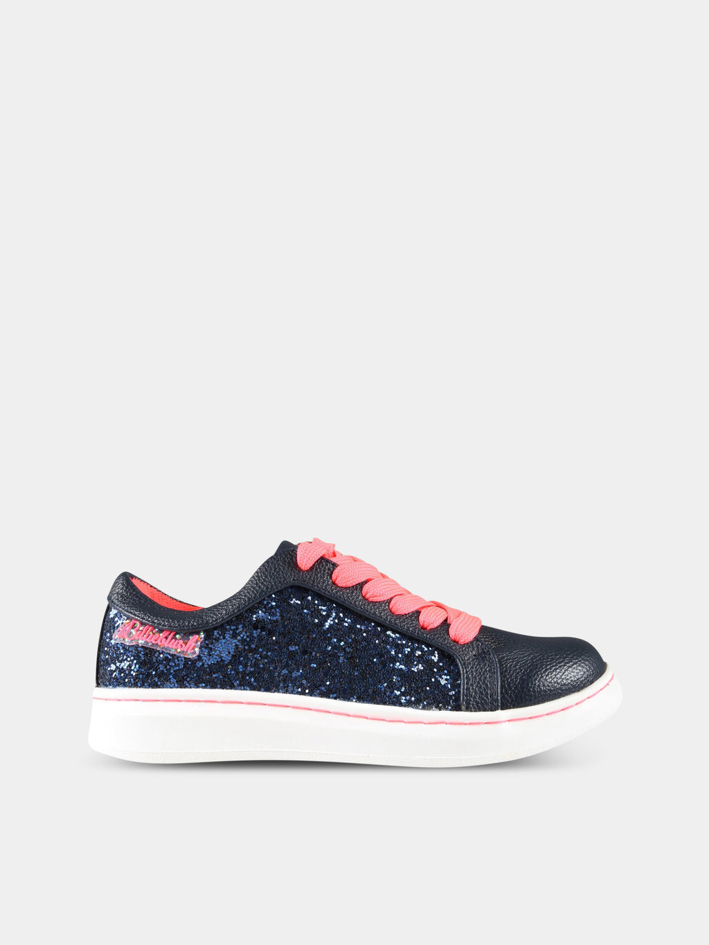 Blue sneakers for girl with logo patch